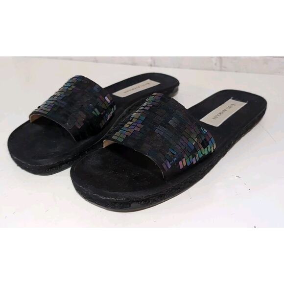 Enzo Angiolini Mathisrm Black Satin Sequin Slide Sandals Womans Size 9 Spain 39 - Picture 6 of 13